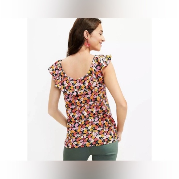 LOFT Floral Print Ruffle Top - Picture 2 of 6